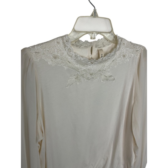 Tiny Anthropologie Long-Sleeve Mock-Neck Lace Embellished Top - Picture 6 of 12